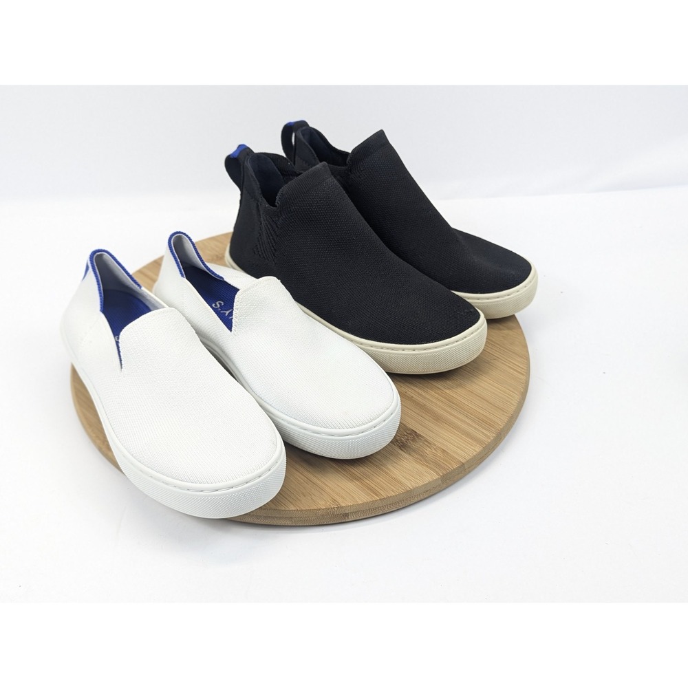Rothys Shoes Lot 2 Womans Size 5 White Black Booties High Low Sneakers